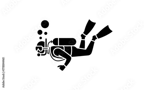 Scuba Diver with Bubbles Minimalist Icon