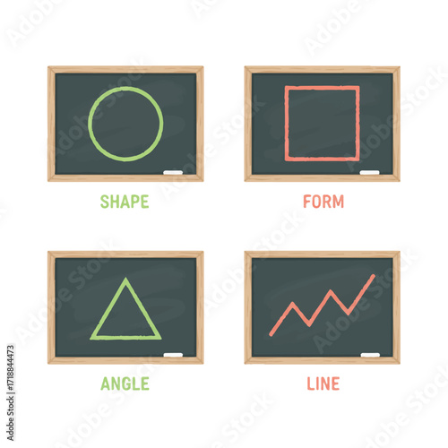 Geometric shapes on chalkboard simple educational visual aid for kids learning geometry basics high quality professional