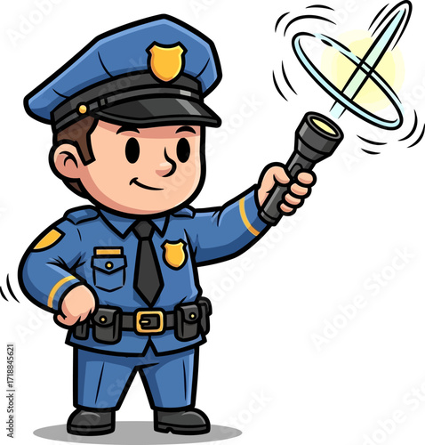 police officers night patrol investigating a mysterious signal, isolated on transparent background