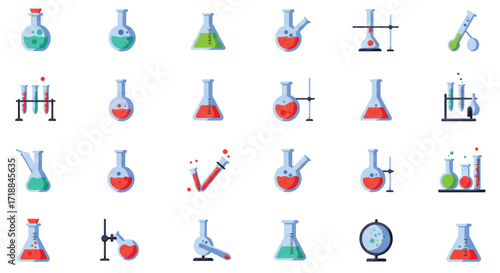 Chemistry flasks collection various shapes and sizes laboratory equipment science research high quality professional