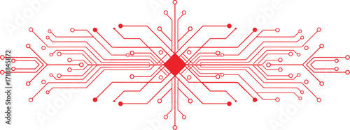 Abstract circuit board technology network red background