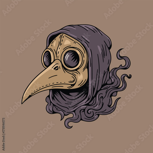 Vintage Plague Doctor Head with Beak Mask