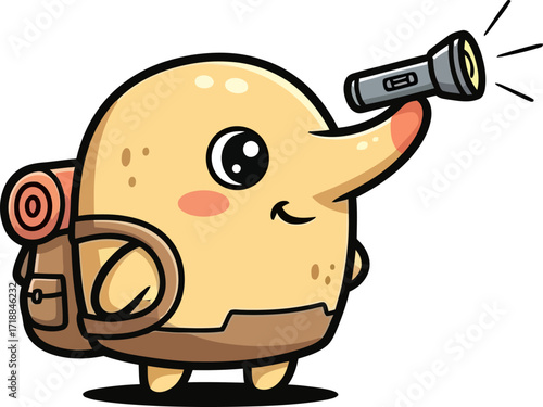 potatos nighttime expedition a whimsical cartoon adventure, isolated on transparent background