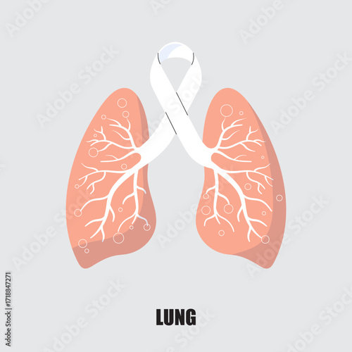 Lung Health Awareness Ribbon Illustration – Pulmonary Support Graphic