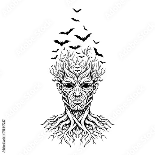 Mind of a Tree with Bats Flying Out