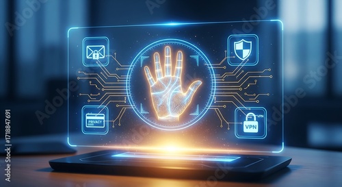 Wallpaper Mural Cutting-edge cybersecurity concept with hand scan authentication for secure data protection and privacy in a modern digital world, ensuring safe transactions Torontodigital.ca