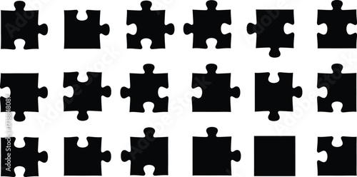 Black puzzle pieces jigsaw puzzle game connection concept