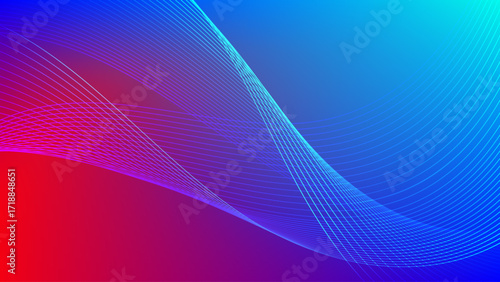 Wavy blended lines with red blue gradient mesh abstract background nice for wallpaper or banner