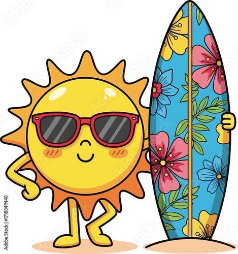 summer suns cool surf style beach vibes, isolated on transparent background