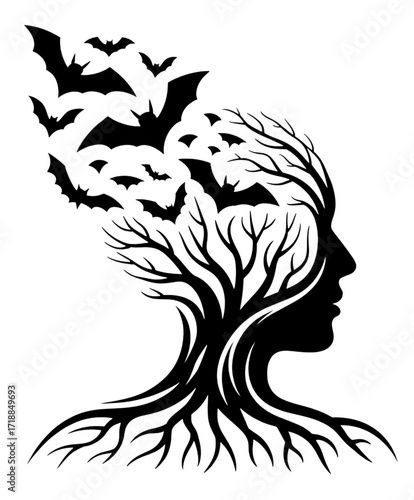 Mind of a Tree with Bats Flying Out