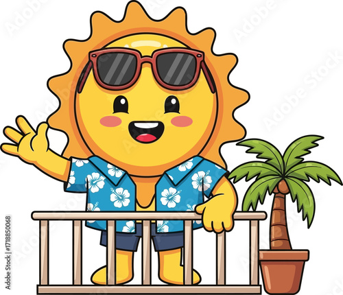 sunnys hawaiian balcony bliss a tropical summer greeting, isolated on transparent background