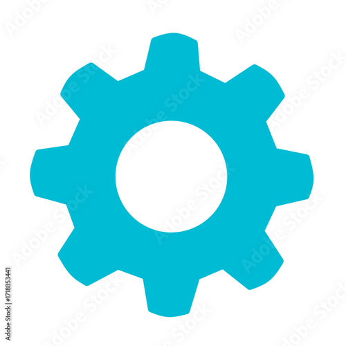 Blue Settings Gear Icon Flat Design