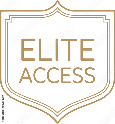 Elegant golden shield emblem symbolizing elite access luxury and premium quality assurance