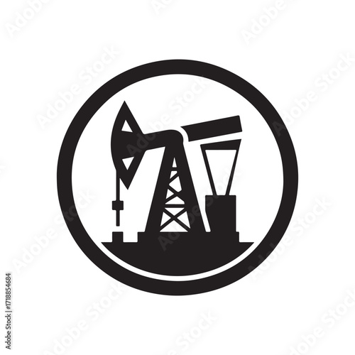 oil rig vector silhouette sketch art logo design idea illustration. Industry abstract icons set collections