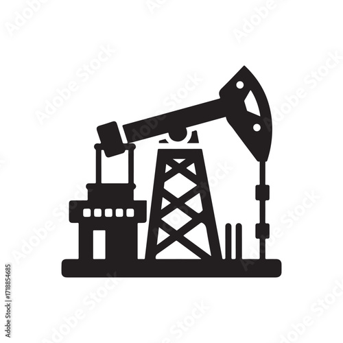 oil rig vector silhouette sketch art logo design idea illustration. Industry abstract icons set collections