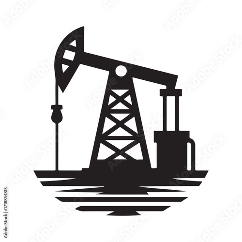 oil rig vector silhouette sketch art logo design idea illustration. Industry abstract icons set collections