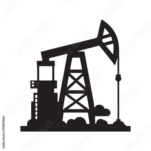 oil rig vector silhouette sketch art logo design idea illustration. Industry abstract icons set collections