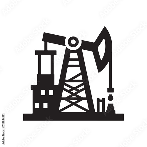 oil rig vector silhouette sketch art logo design idea illustration. Industry abstract icons set collections