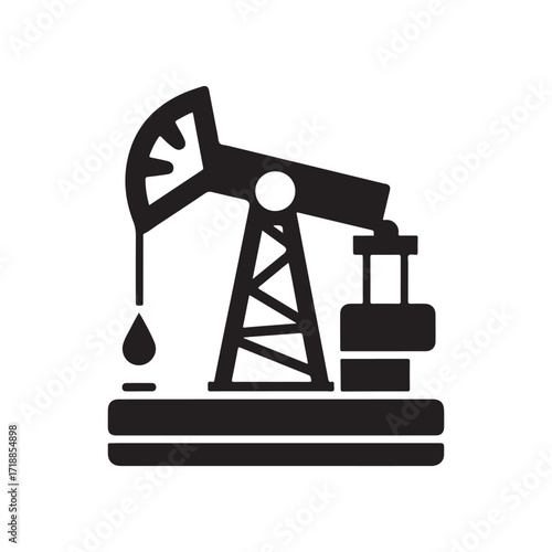 oil rig vector silhouette sketch art logo design idea illustration. Industry abstract icons set collections