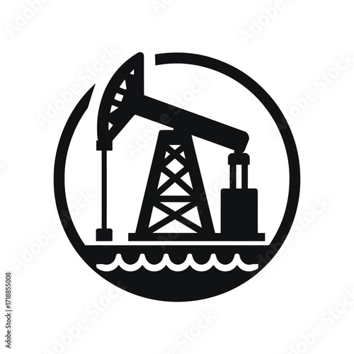 oil rig vector silhouette sketch art logo design idea illustration. Industry abstract icons set collections