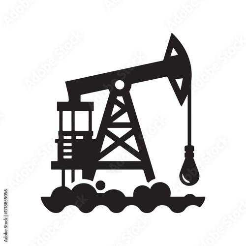 oil rig vector silhouette sketch art logo design idea illustration. Industry abstract icons set collections