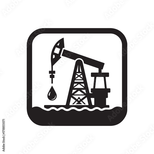 oil rig vector silhouette sketch art logo design idea illustration. Industry abstract icons set collections