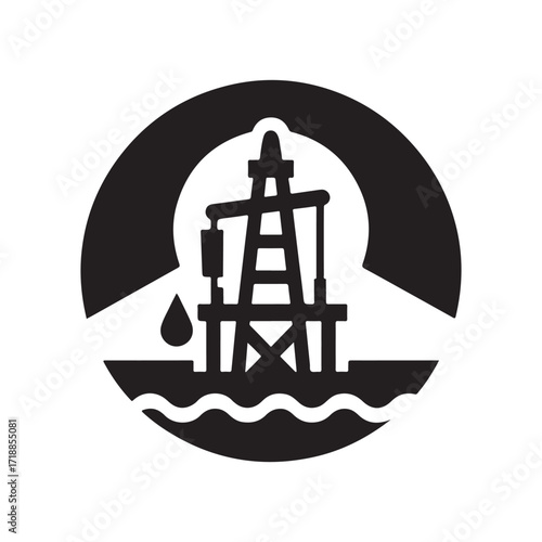 oil rig vector silhouette sketch art logo design idea illustration. Industry abstract icons set collections