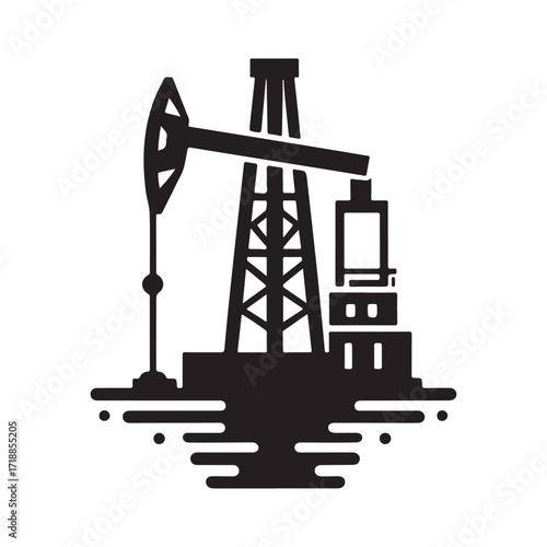 oil rig vector silhouette sketch art logo design idea illustration. Industry abstract icons set collections