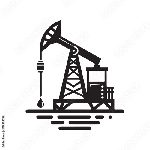 oil rig vector silhouette sketch art logo design idea illustration. Industry abstract icons set collections