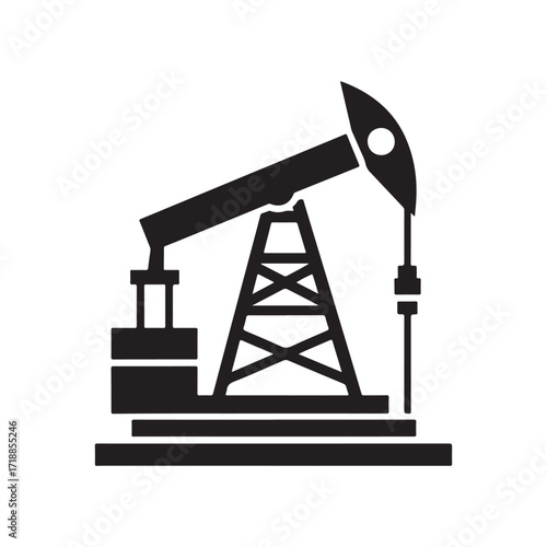 oil rig vector silhouette sketch art logo design idea illustration. Industry abstract icons set collections