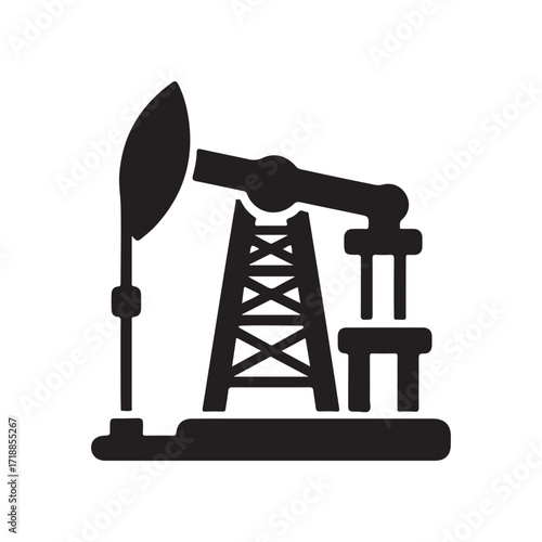 oil rig vector silhouette sketch art logo design idea illustration. Industry abstract icons set collections