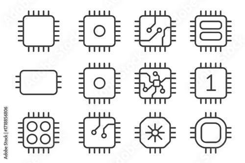 Minimalistic Satellite Dish Line Icon Set. Editable Stroke Vector Pictograms. Modern Cartoon Illustration Collection for Web, Cards, App Interfaces, Banners, Social Media, Technology Design