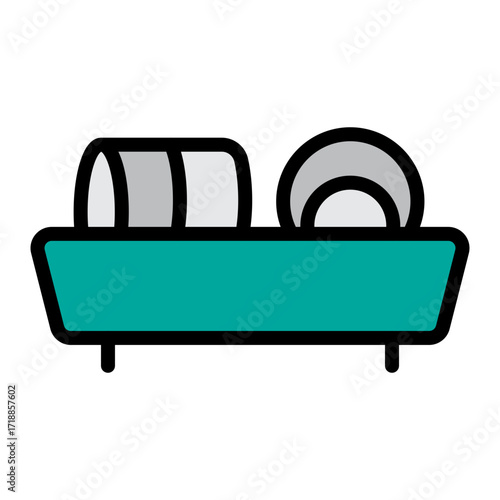 Dish Rack Vector Filled Icon Design