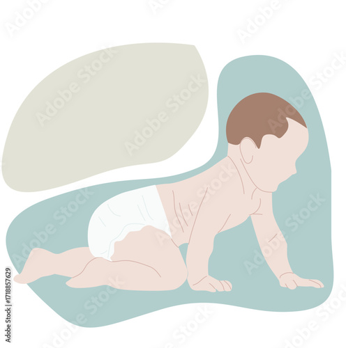 crawling baby.  Baby learn to crawl