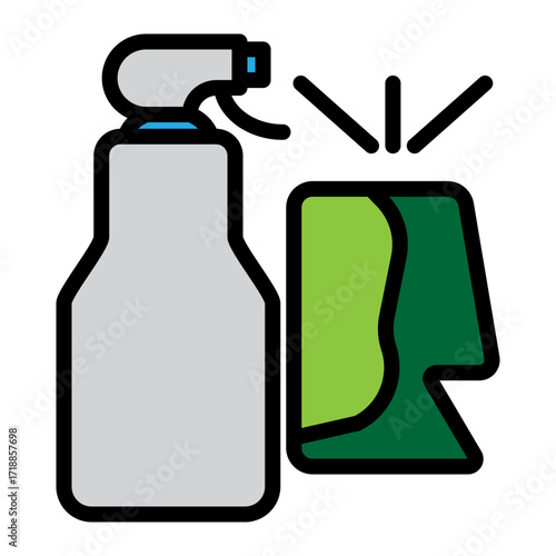 Spray Bottle & Cloth Vector Filled Icon Design