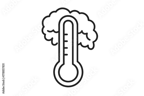 Linear thermometer icon with snow cloud, outline vector, minimal weather symbol, cold temperature, climate change, winter forecast, isolated design for apps, web, adverts, cards, print