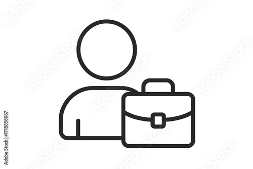 Minimalist User and Briefcase Vector Icon for Business Profile, Corporate Account, Professional Identity, Office Login, Website, App, Social Media, Banner, Card, Transparent Background