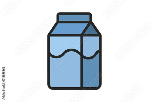 Milk carton icon. Juice box vector illustration. Dairy drink, beverage packaging symbol. Liquid food product isolated. Graphic design element for grocery store or supermarket.