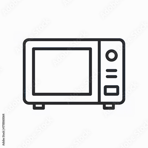 Minimalist Microwave Oven Line Icon for Modern Kitchen Appliances, Cooking Technology, and Home Electronics Design Projects