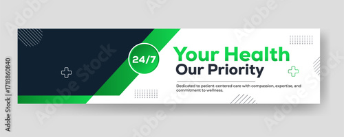 LinkedIn Medical & Healthcare Social Media Banner – Informative Modern Template for Clinic, Hospital, Doctor, Flyer, Advertising, Poster and Web Design