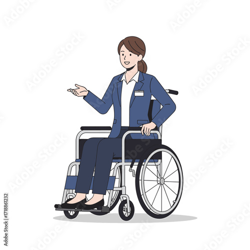 Businesswoman in Wheelchair Vector Flat Illustration of Inclusion and Workplace Diversity