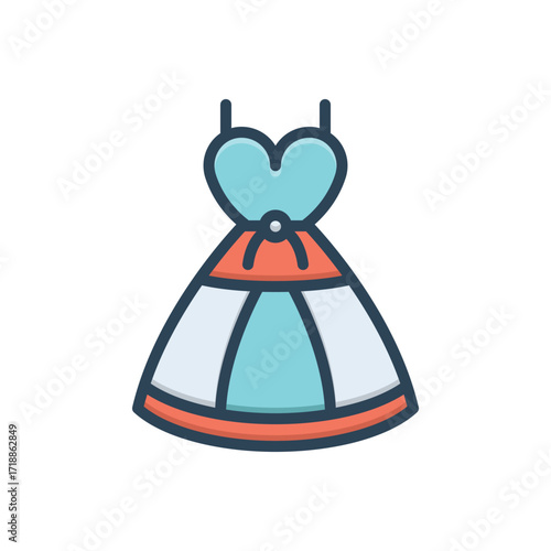 Color illustration icon for dress