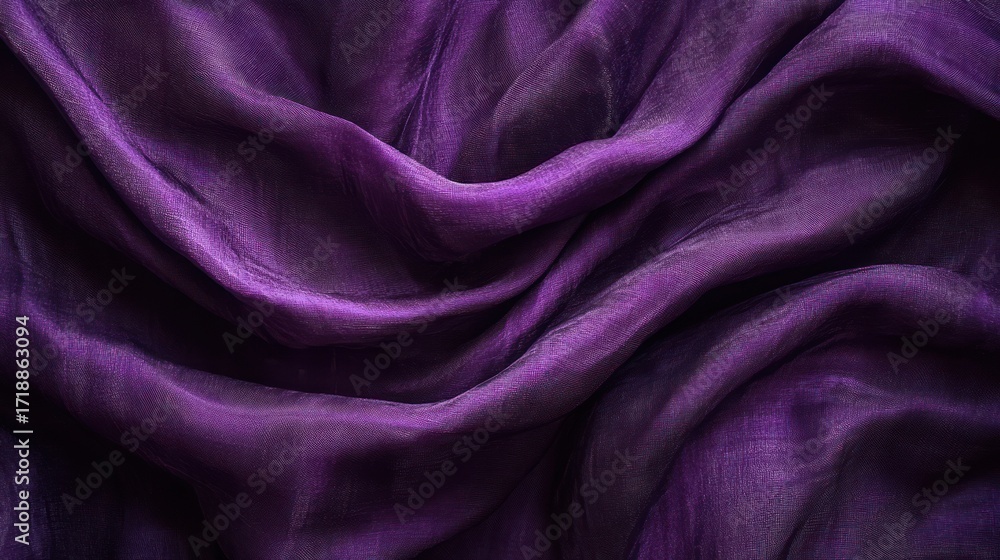 Fototapeta premium Close-up view of draped purple fabric texture