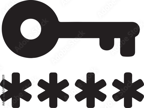 Silhouette password key icon. Vector EPS for security, login, authentication, and protection.