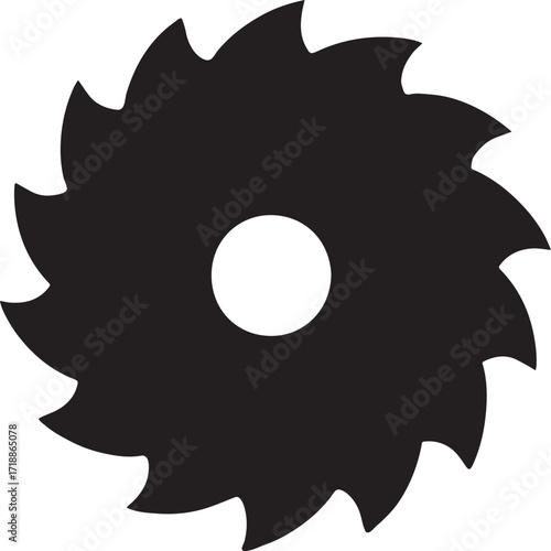 Silhouette saw blade icon. Vector EPS for carpentry, woodworking, lumber, and construction tools.