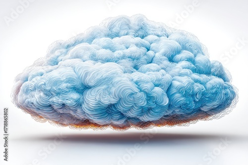 Abstract cloud shape, light blue, fluffy, 3D render