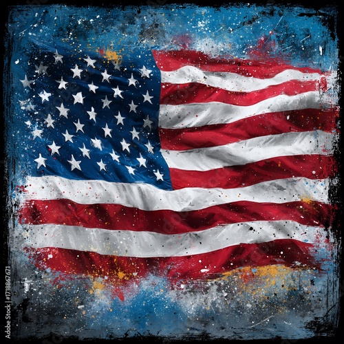 Distressed American Flag Art - Patriotic Symbol of Freedom and Independence.
