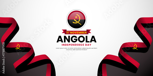 Angola independence day banner background 11th november design element with waving ribbon flag