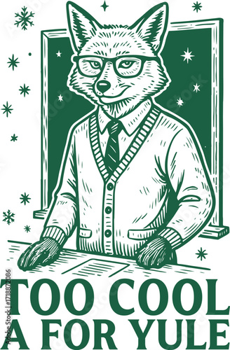 too cool a for yule - Retro Christmas christianity t-shirt design, Merry Xmas Funny quotes Holiday Sublimation, fuuny vintage animals santa claus design
