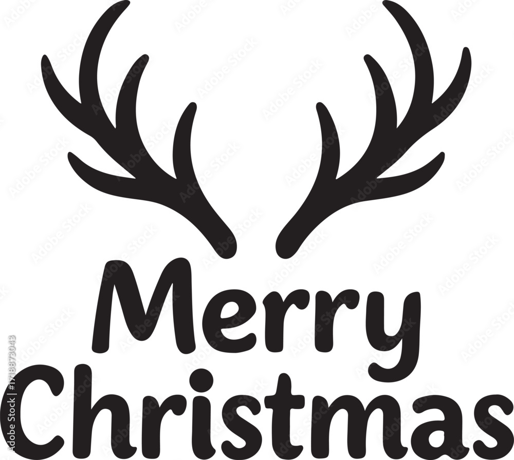 Obraz premium Merry Christmas with Reindeer Antlers Holiday Decor